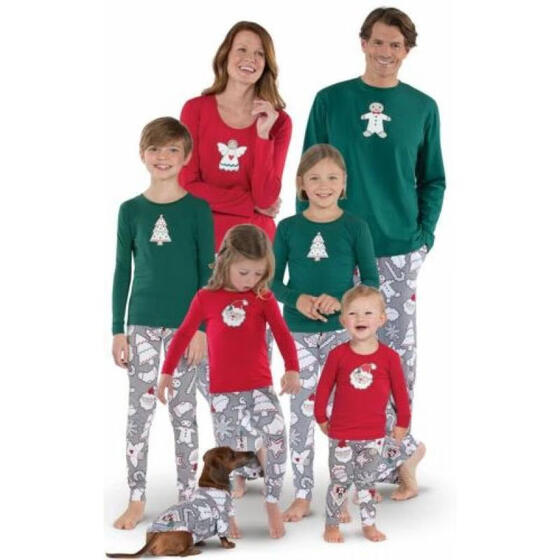 New Family Matching Christmas Pajamas Set Women Kids Deer Sleepwear Nightwear