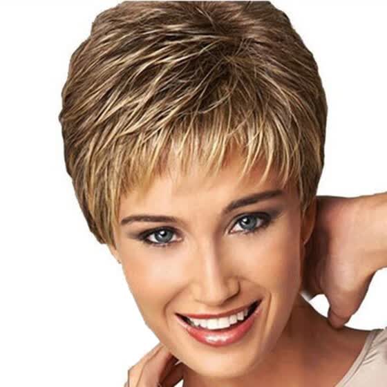 Shop Follure Fashion Wig Short Haircut Curly Color Gradient