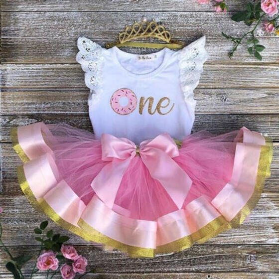 Infant Toddler Kids Baby Girl 1st Birthday Outfit Party Romper Dress Tutu Skirts