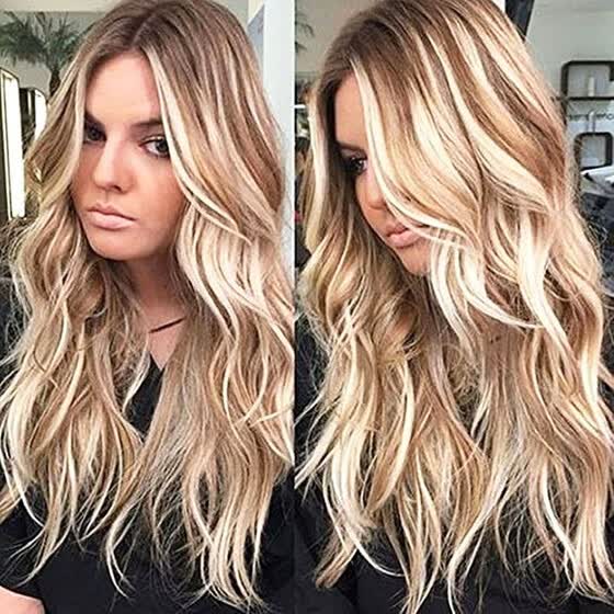 Shop Follure Womens Curly Long Wig Hair Wavy Ombre Blonde