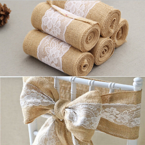 1 Roll Natural Vintage Jute Burlap Ribbon DIY Wedding Strap Party Home Decor
