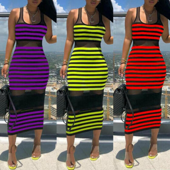 Fashion Women Sleeveless Bodycon Bandage Evening Party Cocktail Midi Dress