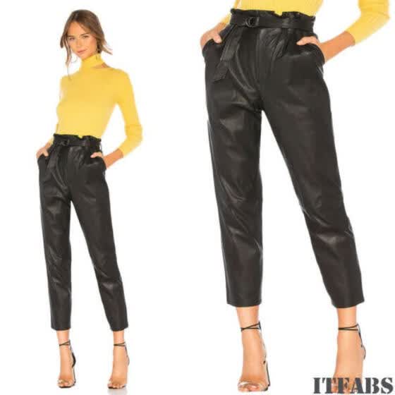 high waisted stretch black trousers