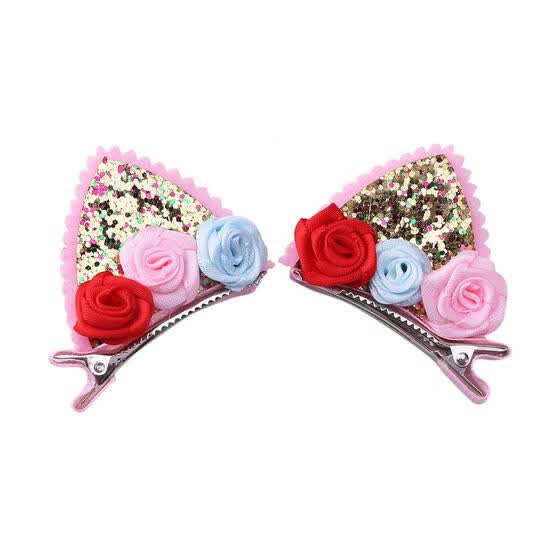 Shop 2pcs Cute Hairpin Girls Flower Sequin Hair Clip Kids Party