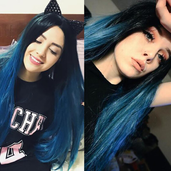 Shop Follure Natural Synthetic Wig Straight Gradient Blue Long Hair Party Wigs For Women Online From Best One Pack Hair On Jd Com Global Site Joybuy Com