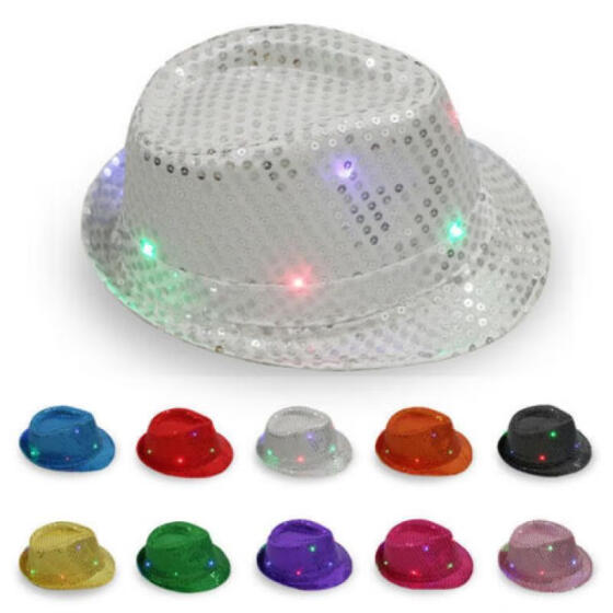 FEDORA HATS PARTY HAT LIGHTS SALE! PINK SEQUIN FLASHING L.E.D