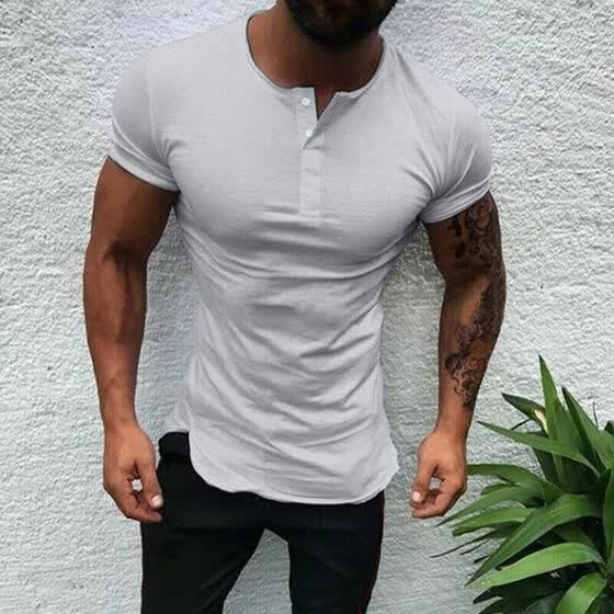 SUNSIOM Mens Casual Slim Fit Basic Henley Long Sleeve T-Shirt Plain Top Tee