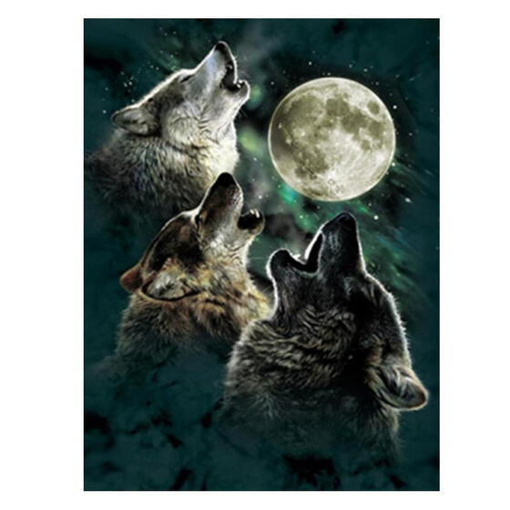 5D DIY Diamond Painting Moon Wolf Animal Embroidery Cross Stitch Kids Room Decor