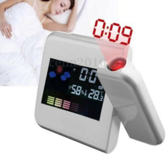 LED Color Digital LCD Snooze Alarm Clock Weather Backlight Display Projection