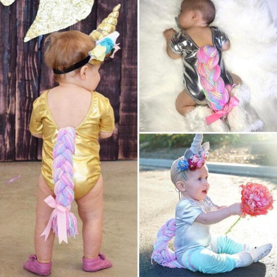 Infant Baby Girls Unicorn Outfit Short Flutter Sleeve One-Piece Romper Tutu Dress Summer Clothes