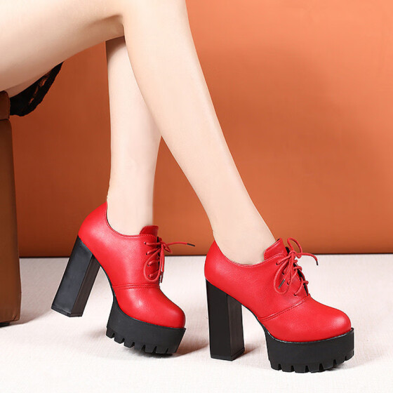 red platform thick heels