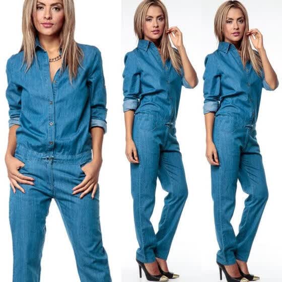 long sleeve denim playsuit