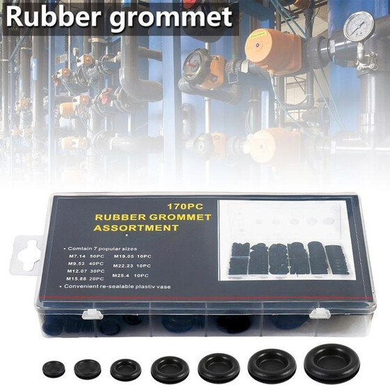 Rubber Grommets Assortment Electrical Wire Gasket Kit Firewall Hole Plug 170pcs