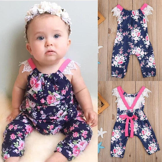 Sunsuit Clothes Newborn Infant Baby Girls Floral Lace Bodysuits Summer Toddlers