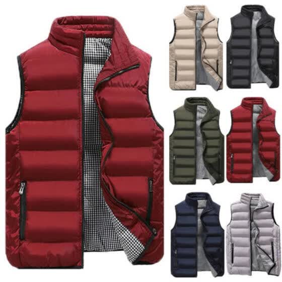 Men/'s Winter Down Quilted Vest Body Warmer Warm Sleeveless Padded Jacket Coat