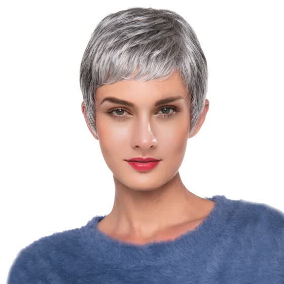 Shop Follure High Quality Grayish White Short Curly Wigs Real