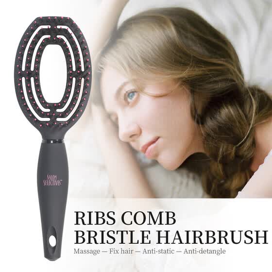 Shop Hair Scalp Massage Comb With Boar Bristles Hollow Out