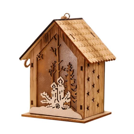 Shop Christmas Small Wooden House Ornament Led Light Up Xmas Tree