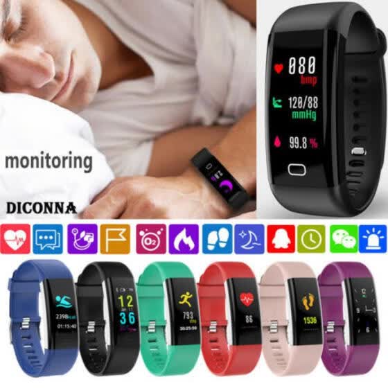 smart watch blood pressure heart rate monitor bracelet wristband for ios android
