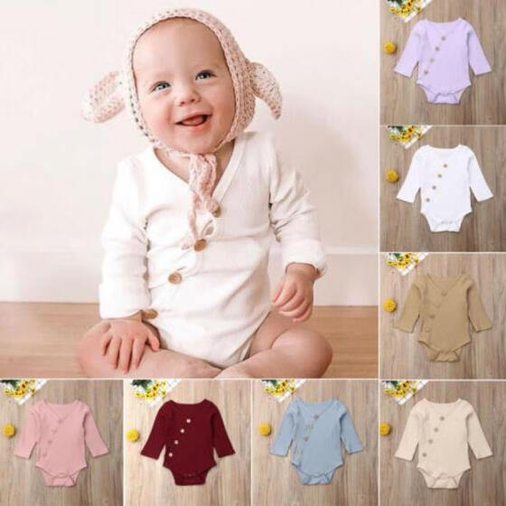 UK Newborn Infant Baby Boy Girl Cotton Bodysuit Romper Jumpsuit Clothes Outfits