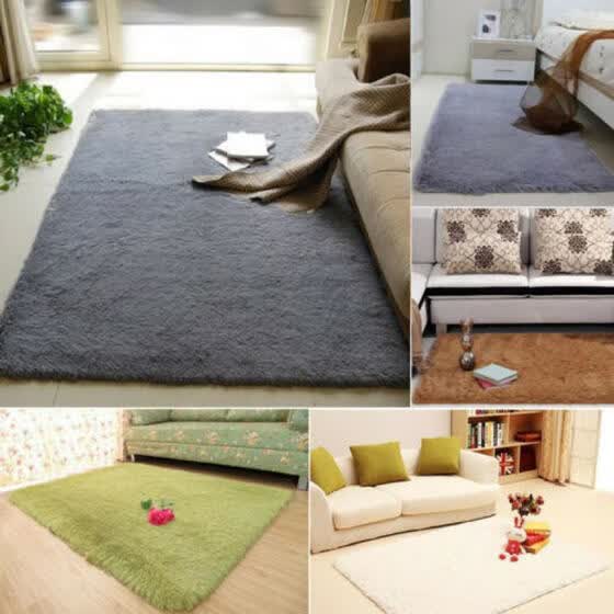 Shop Anti Skid Fluffy Floor Rugs Shaggy Soft Floor Mat Multi Size