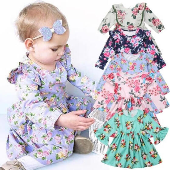 US Halloween Dress Kid Baby Girl Fly-Sleeve Pumpkin Dress Party Clothes Autumn