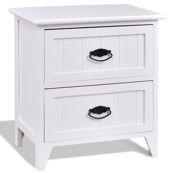 Shop 2 Drawers Storage Wood End Side Nightstand White Online From