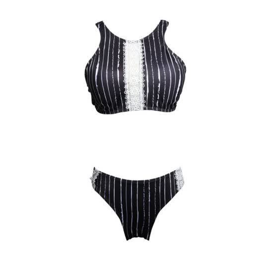 black striped swimsuit