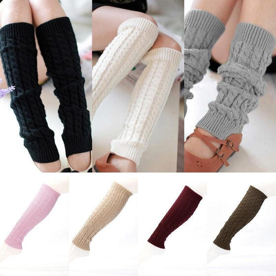 Women Girl Winter Warm Knit High Knee Leg Warmer Knitwear Leggings Boot Socks