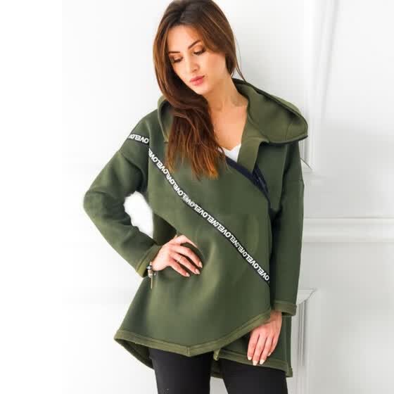 diagonal zip hoodie women's