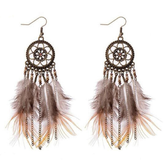 Chain Natural Feather Earrings for Women Long Feather Earrings for Women