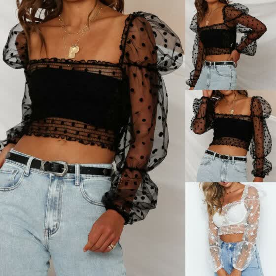 sheer cropped blouse