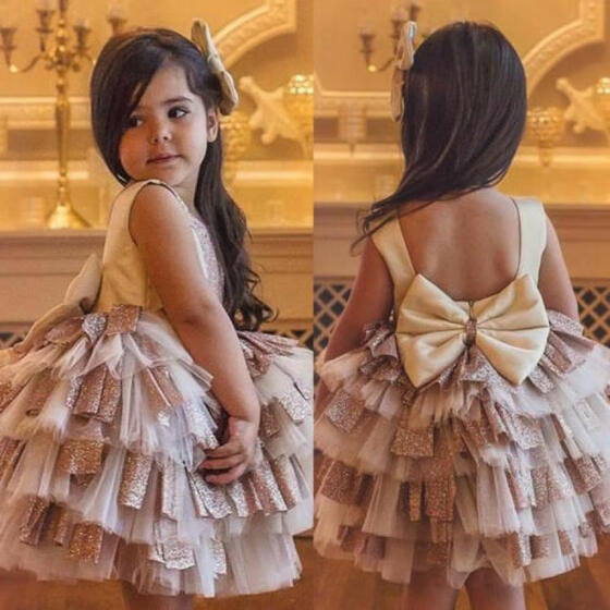 Toddler Kids Baby Girls Pageant Party Princess Formal Bridesmaid Gown Tutu Dress