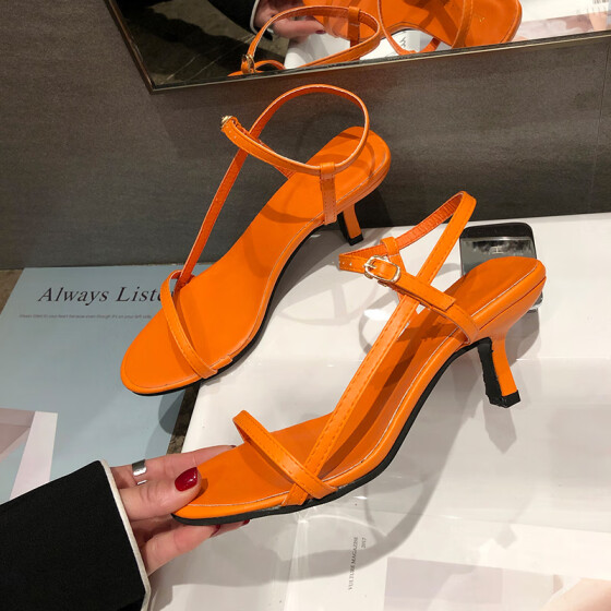 orange evening shoes