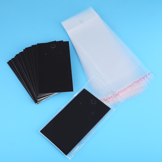 Earring Jewelry Display Cards with Self Adhesive Bags Black 1.97 /× 3.54 Inch 100 Pcs//Set