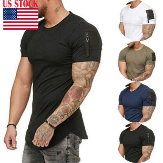 Fashion Men`s Casual Slim Fit t shirt  Muscle Tops Casual Body Building t-shirt