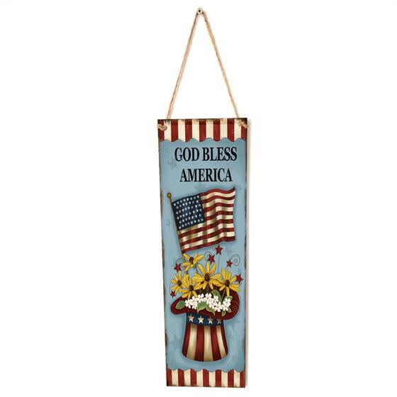 Shop Retro Wooden Door Sign Board Independence Day Home Wall Art