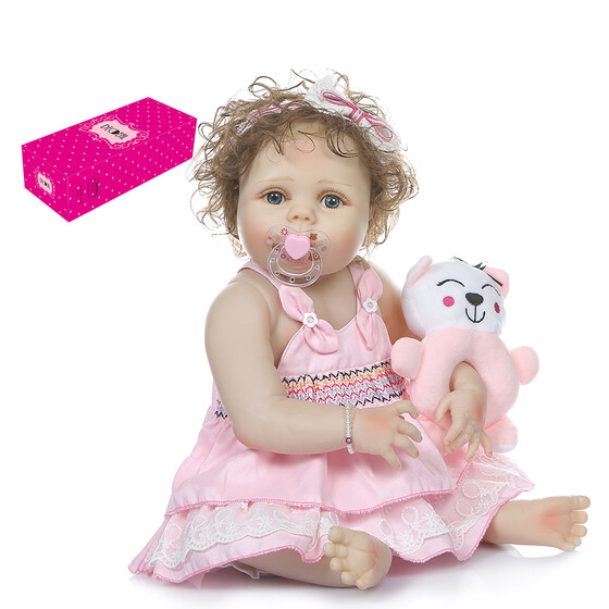 Full Body Silicone Reborn Baby Doll 19/" Lifelike Newborn Girl Dolls Kids Gift