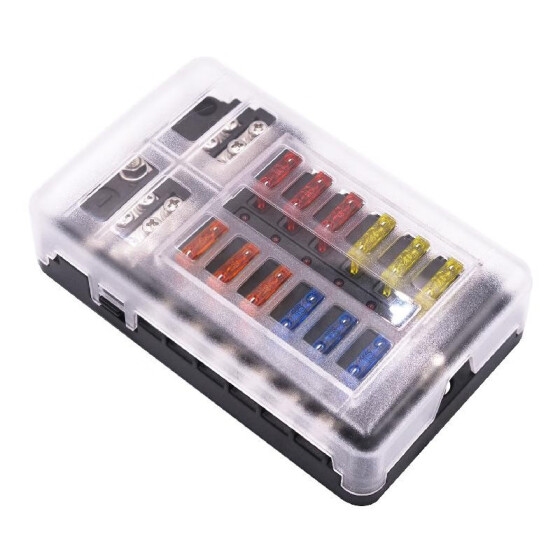12 Way Blade Fuse Holder PBT PC Fuse Box W// Indicator light For 12//24V Car Truck
