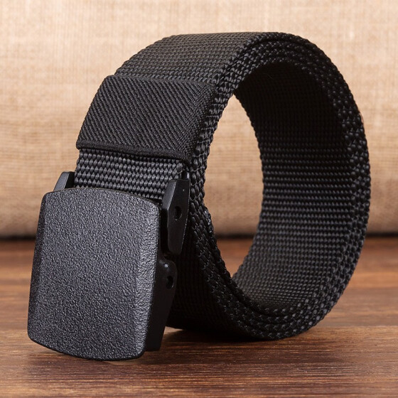 Canvas Belt for Men Outdoor Leisure Nylon Plastic Button Canvas Belt Knitted Trousers Belt