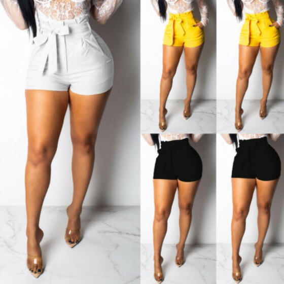 Women Short Pants Casual Loose Shorts Bow Beach High Waist Short Trousers S-XL