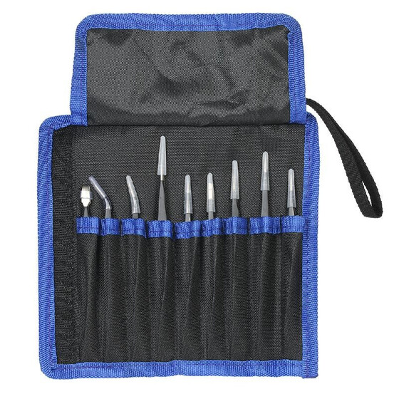 9Pcs Esd Tweezers Stainless Steel Anti-Static Precision Tweezers Repair Tool JD