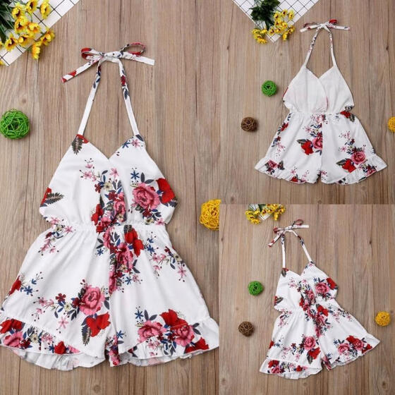 amazingdeal Toddler Kids Baby Girls Cherry Romper Jumpsuit Bodysuit Clothes Outfits