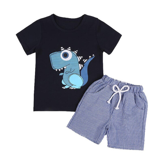 Toddler Boy Cotton Summer Short Sleeve T-Shirt and Shorts Outfit Set