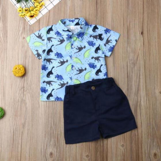 US Infant Toddler Baby Boy Tops T-shirt Short Pants 2Pcs Outfit Set Clothes 0-3Y