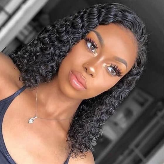 Shop Deep Curly Glueless Full Lace Wigs Human Hair Short Bob Wigs For Black Women Pre Plucked Curly Brazilian Remy Curly Wig Online From Best Full Lace Wigs On Jd Com Global Site