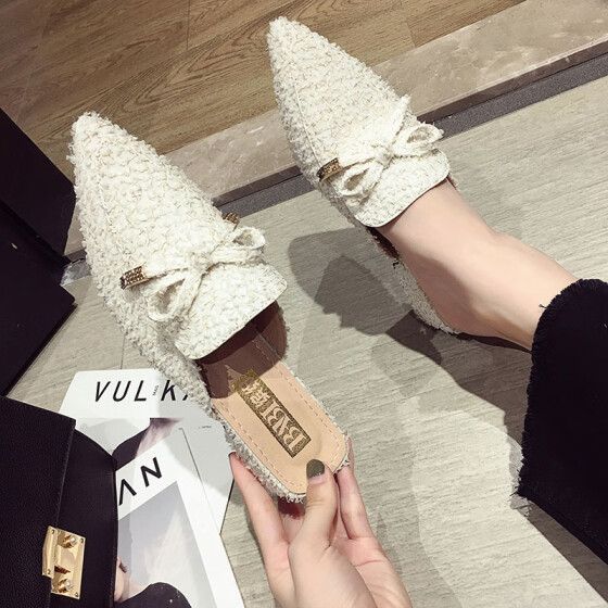 Shop Plain heel slippers women wearing 