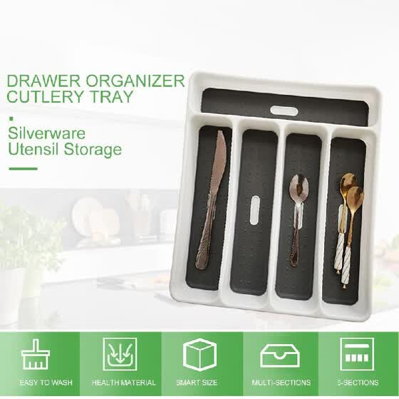 Shop Drawer Organizer Cutlery Tray Silverware Utensil Storage 6