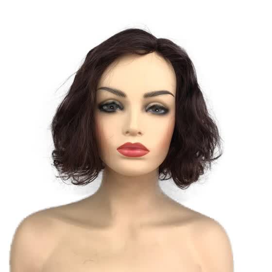 Shop Strongbeauty Short Wavy Dark Red Human Hair Wig U Part Lace