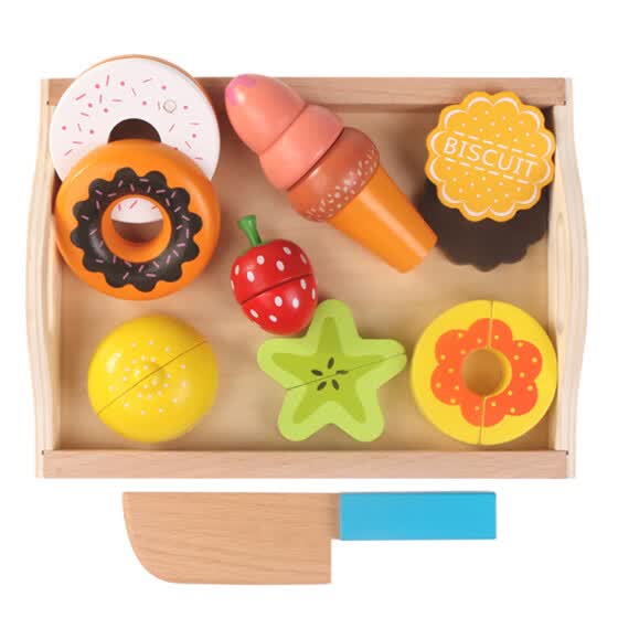 Shop 9pcs Cutting Fruit Vegetables Set Wooden Magnetic Play